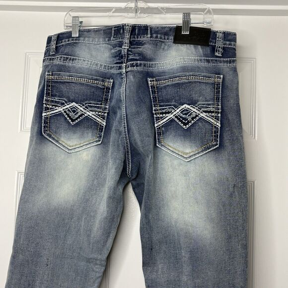 True Luck Classic Stretch Men Straight Jeans Size 38x32 - Picture 5 of 10